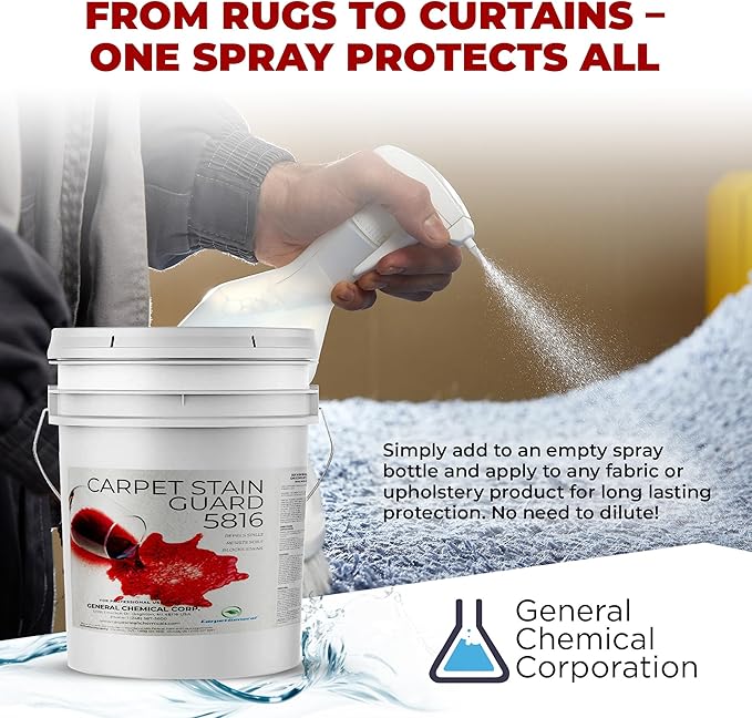 General Chemical Stain Shield Spray - Safe Fabric Protector Spritz and Stain Guard 5816 for Upholstery Carpets Rugs Drapes &amp More - Impermeable Protectant Spray for Outdoor &amp Indoor Use - 5