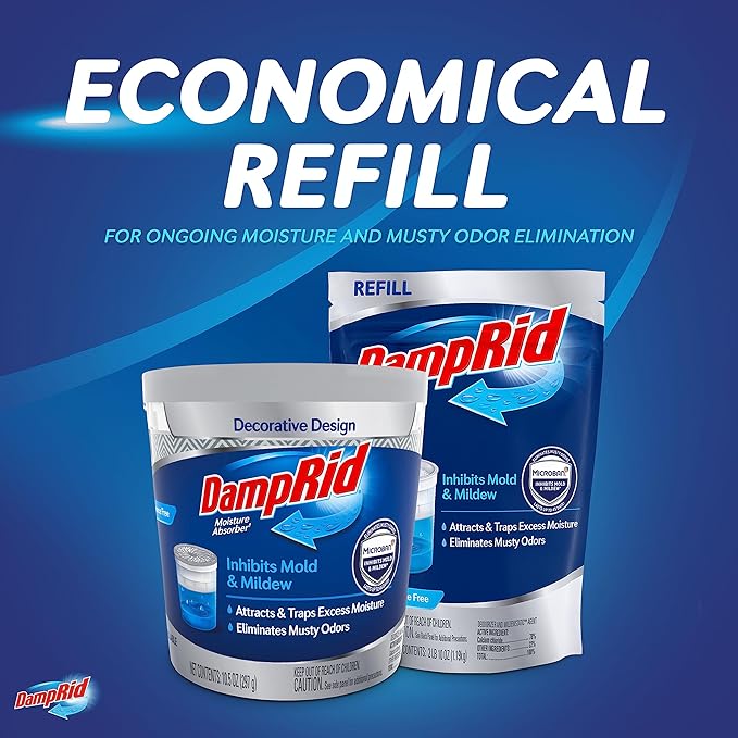 DampRid Refill Bag 42 oz. 4-Pack - Fragrance Free Moisture Absorbers for Rooms with Excess Humidity Long-Lasting Inhibits Mold &amp Mildew