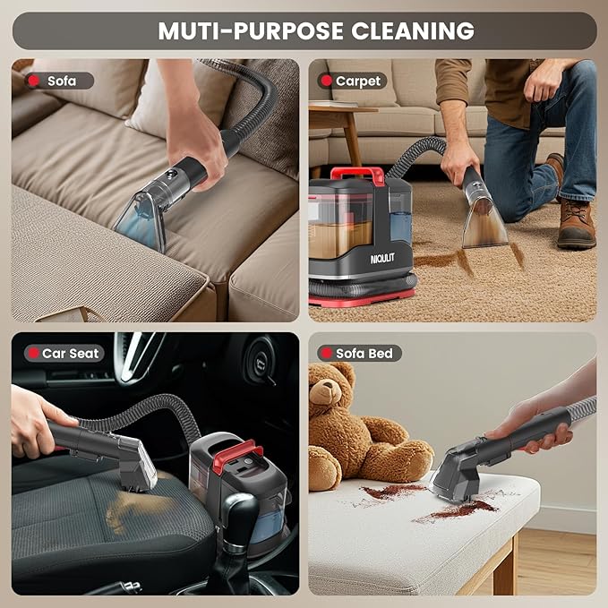 Portable Spot Cleaner Machine for Carpet and Upholstery 15Kpa Powerful Suction for Pet Stain Couche &amp Car with Dual BrushHeads &amp Self-Cleaning System Spot Cleaner for Area Rug Stair and F