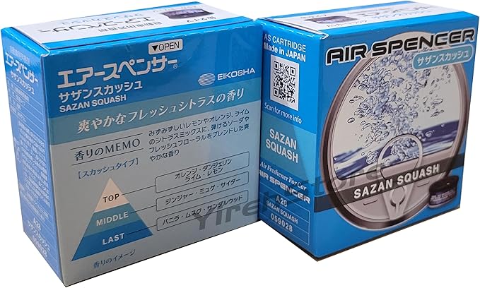 Air Spencer Cartridge Sazan Squash Scent Car Air Freshener Heavy Duty Last Long JDM Eikosha Japan (Pack of 5)