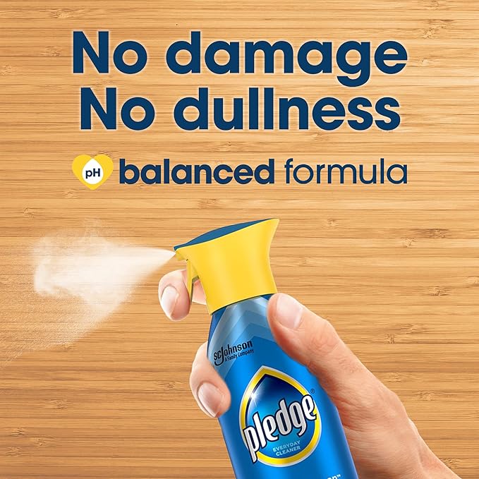 Pledge pH-Balanced Multisurface Spray Gently Clean 101 Surfaces Remove Dust and Messes No Residue - Rainshower Scent 9.7oz (Pack of 12)