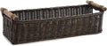 The Basket Lady Long Narrow Pole Handle Wicker Basket Small 17 in L x 5 in W x 5.25 in H Antique Walnut Brown