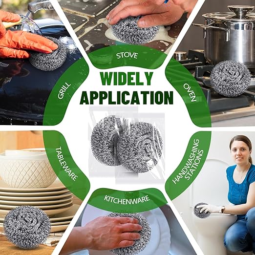 Honeydak 150 Pack Stainless Steel Scourers Steel Wool Scrubbers Bulk Separately Packaged 3 Inch 25 Gram Metal Scourers Sponges Wire Scouring Pad for Stove Pot Pan Oven Kitchen Restaurant(Classic)
