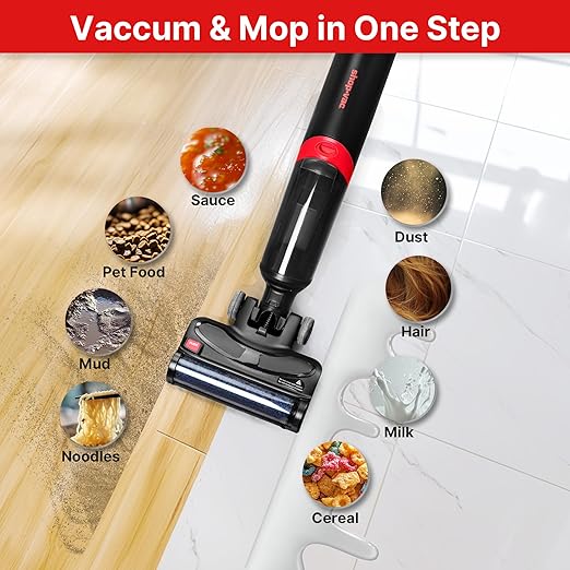 Shop-Vac Wet Dry Vacuum Cleaner and Mop 15000Pa Vacuum Mop All in One Lightweight Multi-Surface Cleaner with Self-Cleaning LED Display &amp Voice Prompts