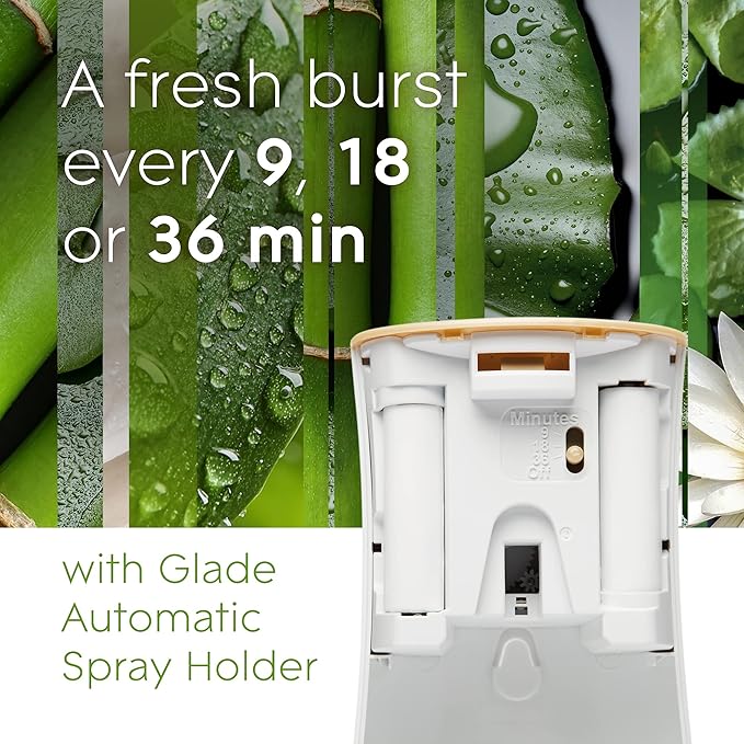 Glade Automatic Spray Refill Air Freshener for Home and Bathroom Bamboo &amp Waterlily Bliss 6.2 Oz 3 Count