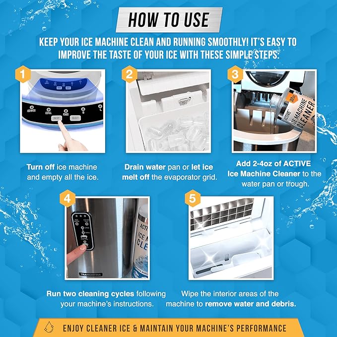 ACTIVE Ice Machine Cleaner Maker Descaler - 32 fl oz (8 Uses) Nickel Safe Ice Maker Cleaner Solution - Compatible with Whirlpool 4396808 ScotsmanManitowocHoshizaki GE Opal Cleaning Kit - USA Made