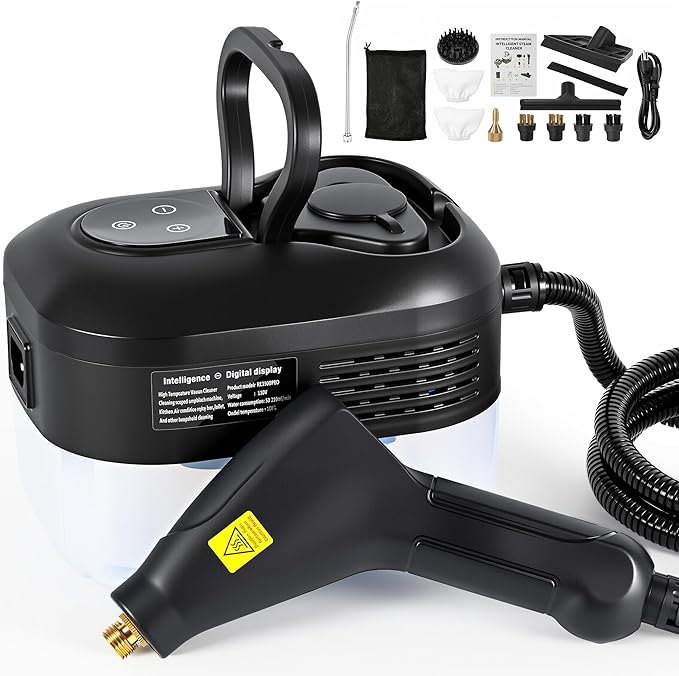 1500W Handheld Steam Cleaner 1.2L 266℉ High Temperature Pressurized Steamer 6 Speeds 3.5Bar Intelligent Touch Panel &amp Spray Gun Control Portable Steam Cleaner for Home