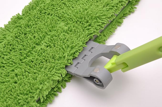 CleanAide Microfiber Hardwood Floor Mop – Flat Wet and Dry Flip System for Mopping Dusting Cleaning – for Laminate Tile Vinyl Wood Flooring – Adjustable Extension Handle + 2 Reusable Pads