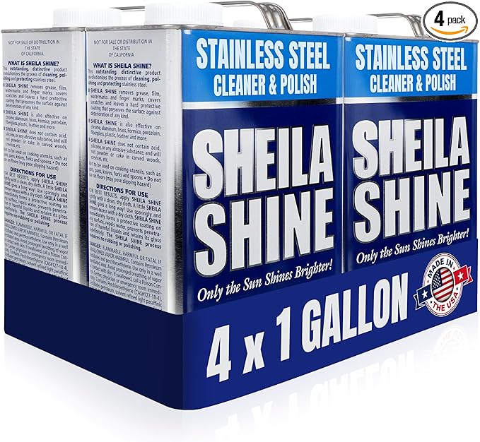 4 x 1 Gallon Stainless Steel Cleaner and Polish - Cleans Polishes &amp Protects Kitchen Appliances Refrigerators Sinks Ovens &amp Grills - Residue &amp Streak Free Shine - Stainless Appliance C