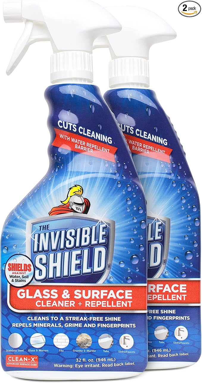 Invisible Shield Glass &amp Surface Cleaner and Repellent 32 fl. oz. Cleans and Protects against future dirt on multi surfaces by UNELKO- Clean-X (2)