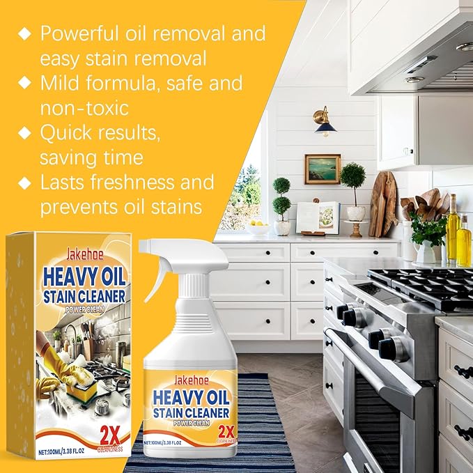 Heavy Oil Stain Cleaner Multi-Purpose Power Clean Spray Suitable for kitchen stoves walls electric appliances kitchen utensils coffee machines and other items (10.14fl oz)