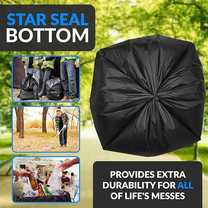 Reli. 95 Gallon Trash Bags Heavy Duty | 68 Trash Bags | Super Sizeable Black Garbage for Serious Cleanup