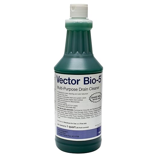 BASF Bio-5 Multi-Purpose Biological Drain Cleaner Industrial Strength for Clogs Organic Buildup Odors Improves Flow Eliminates Gnats &amp Flies Plumbing Safe Biodegradable 32 oz