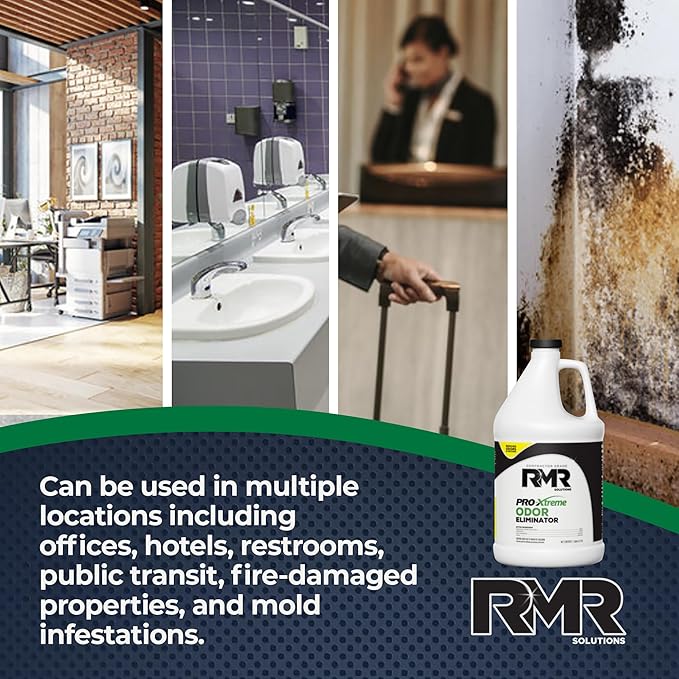 RMR PRO-Xtreme Odor Eliminator Commercial-Strength Formula Naturally Destroys Odors Organic Solution Tackles The Worst Odors No Masking or Cover-Up Fragrances Safe and Easy to Use 1 Gallon