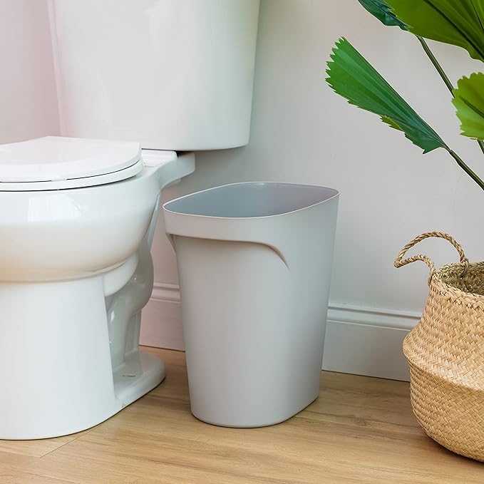IRIS USA Small Trash Can Wastebasket with Handle 6 Gallon / 24 Quart 2-Pack for Bathroom Office Bedroom Under Sink Kitchen Garbage - Gray