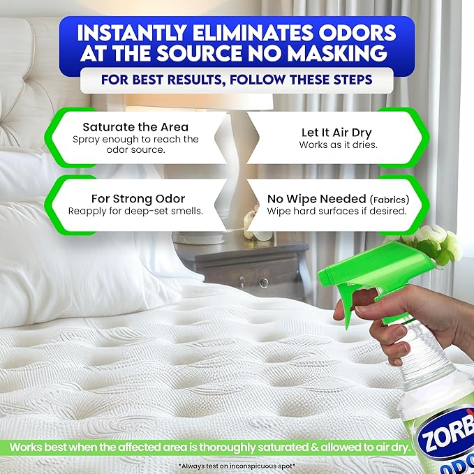 ZORBX Unscented Odor Remover Spray 32 oz - Perfect Solution for Strong Odor - Advanced Trusted Formula &amp Fast-Acting Odor Eliminator for Dog Cat Puppy