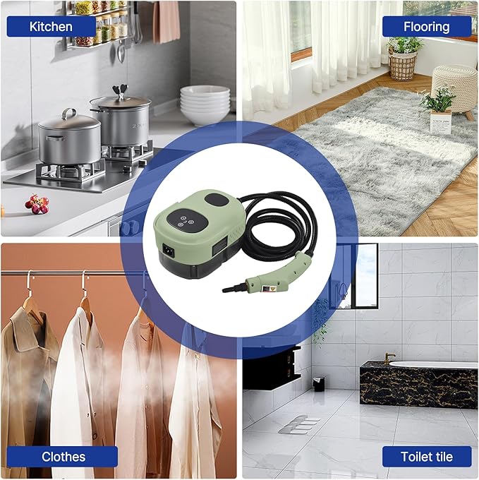 Pressurized Handheld Multi-Surface Steam Cleaner with 8pcs Accessories Smart Touch Screen 6 Levels Adjustable DeepSteamer with Portable Handle for Clothes Car Glass Window Kitchen