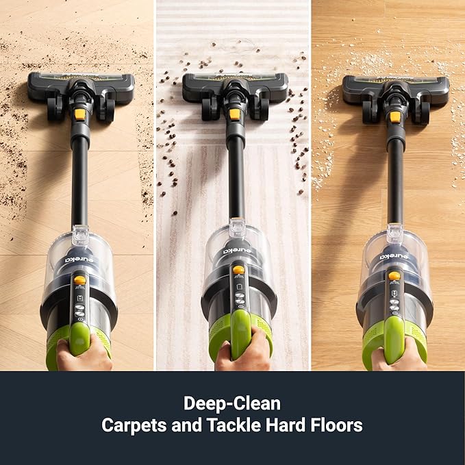 Eureka RapidClean Pro Cordless Vacuum Cleaner for Hard Floors Lightweight Stick Vacuum LED Headlights Convenient Stick and Handheld Vac Green NEC285GR