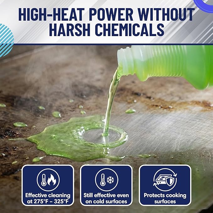 Griddle-Whiz Grill &amp Griddle Cleaner | Removes Grease Food Residue Burnt On Organics | Non-Toxic High Heat Flat Top Grill Cleaner &amp Food Contact Surface | Non-Caustic Formula by FryOilSaver
