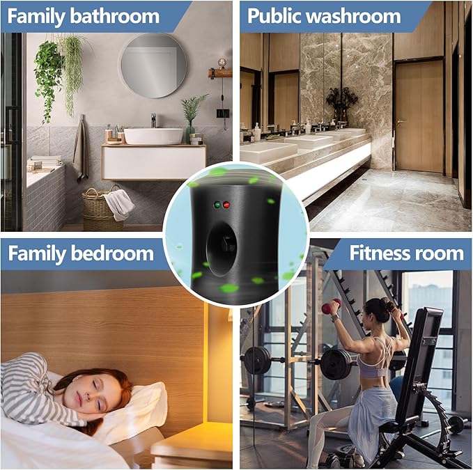 (4-Pack) Automatic Fragrance DispenserAutomatic Air Freshener Spray DispenserFree Standing or Wall Mounted for Home Indoor Bathrooms Offices Hotels and Commercial Places (Black)