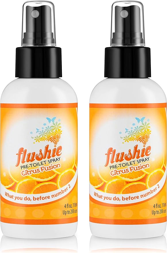 Flushie Pre-Toilet Spray for Poop Travel Size Toiletries Bathroom Spray for Poop Spray for Toilet Deodorizer Traveling Essentials Poop deodorizer Poop Odor eliminator 4oz (Citrus 3 Pack)