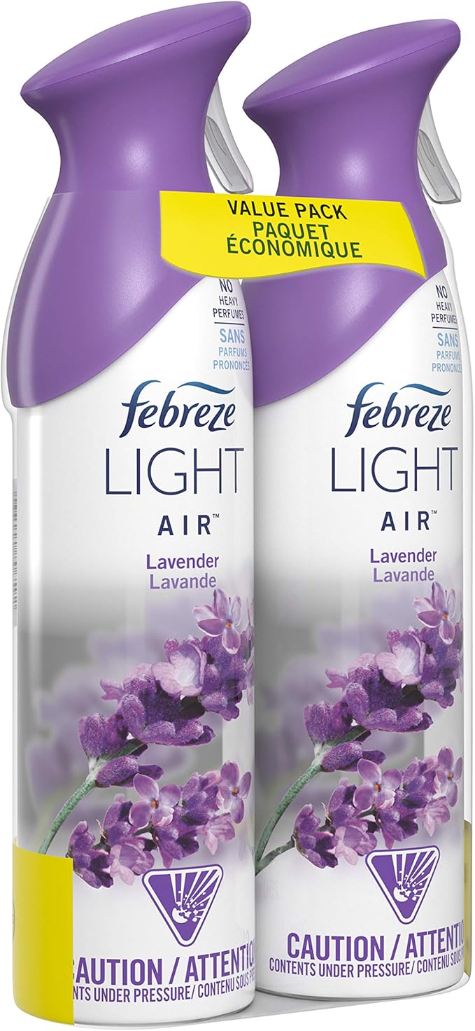 Febreze Air Mist Air Freshener Spray Odor-Fighting Room Spray Air Fresheners for Home and Bathroom and Kitchen Aerosol Can Light Lavender Scent 8.8oz 6 Count Pack of 3