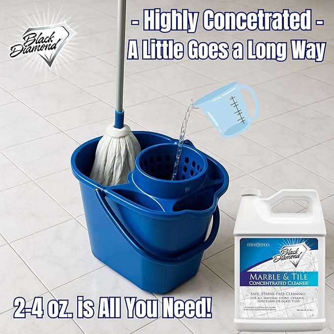 Black Diamond Stoneworks MARBLE &amp TILE FLOOR CLEANER. Great for Ceramic Porcelain Granite Natural Stone Vinyl and Brick. No-rinse Concentrate.(4-Gallons)