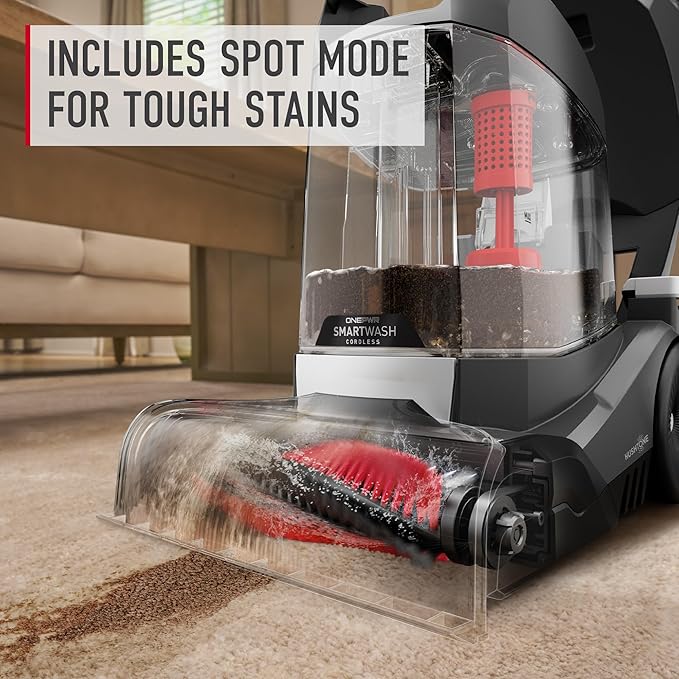 Hoover ONEPWR SmartWash Cordless Carpet Cleaner Machine Deep Cleaning Carpet Shampooer Machine Pair with a Hoover Carpet Cleaner Solution for a Bright Refreshed Home