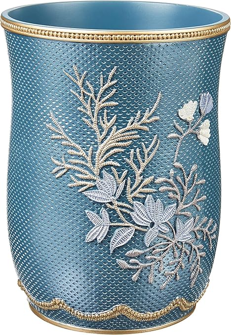 Zahari Home Decorative Trash Can for Bathroom Office &amp Bedroom - 2.1 Gallons Stylish &amp Small Trash Can for Dorms Desktop &amp Restroom - Chic Waste Basket for Compact Spaces Capri