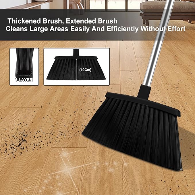 Broom and Dustpan Set Household Broom with Dustpan Combo Set 51 Long Handle Dust Pan Set for Kitchen Office Lobby Floor