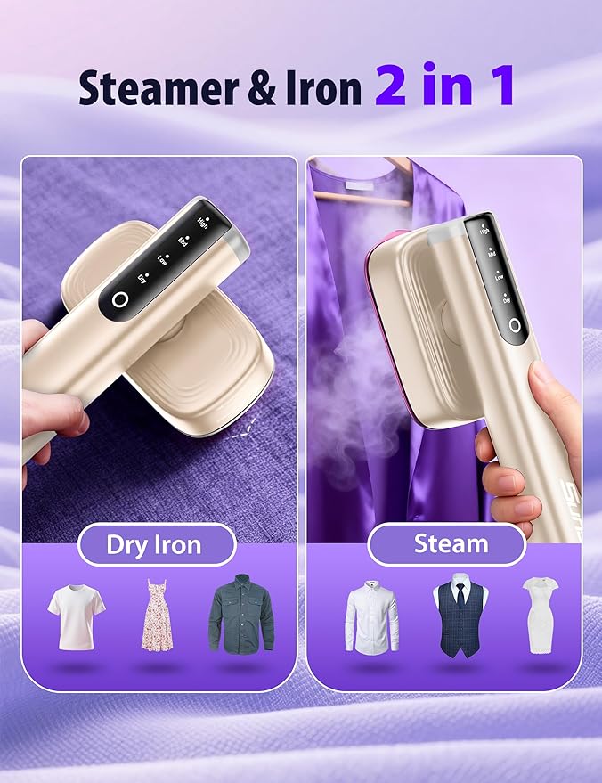 Steamer for Clothes Portable Handheld Garment Steamer15s Fast Heat-up180ml TankSteamer Ironing Gloves35 Minutes of Continuous Ironing for Travel and Home(Champagne Gold)