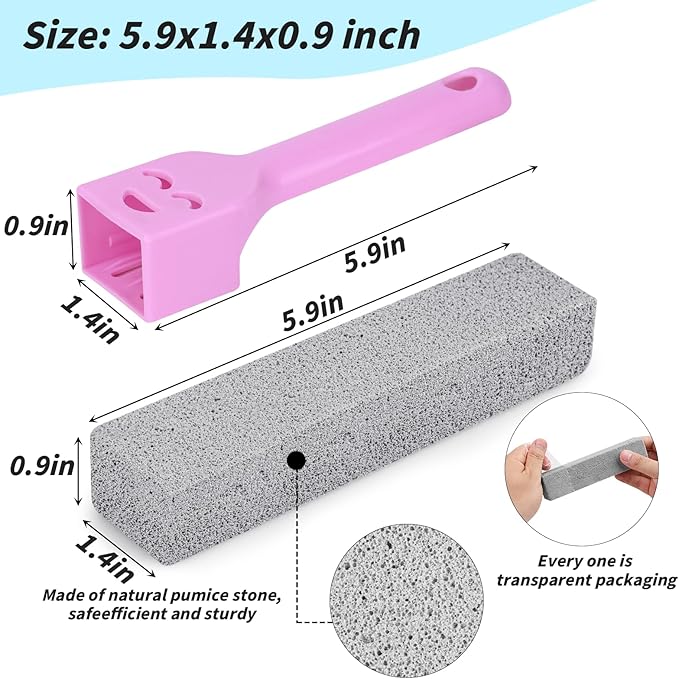 70 Pack Pumice Stones Bulk for Cleaning - Grey Pumice Scouring Pad with 2 Universal Handles Pumice Stick Cleaner for Removing Toilet Bowl Ring Bath Household Kitchen Pool 5.9 x 1.4 x 0.9 Inch