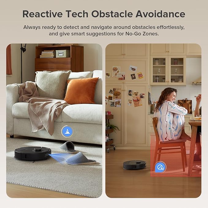 roborock Qrevo Series Robot Vacuum and Mop 8000Pa Suction Upgraded from Qrevo S Anti-Tangle Brushes Smart Obstacle Avoidance Auto Mop Washing All-in-One Dock 200RPM Spinning Mops Black(QV 35A)