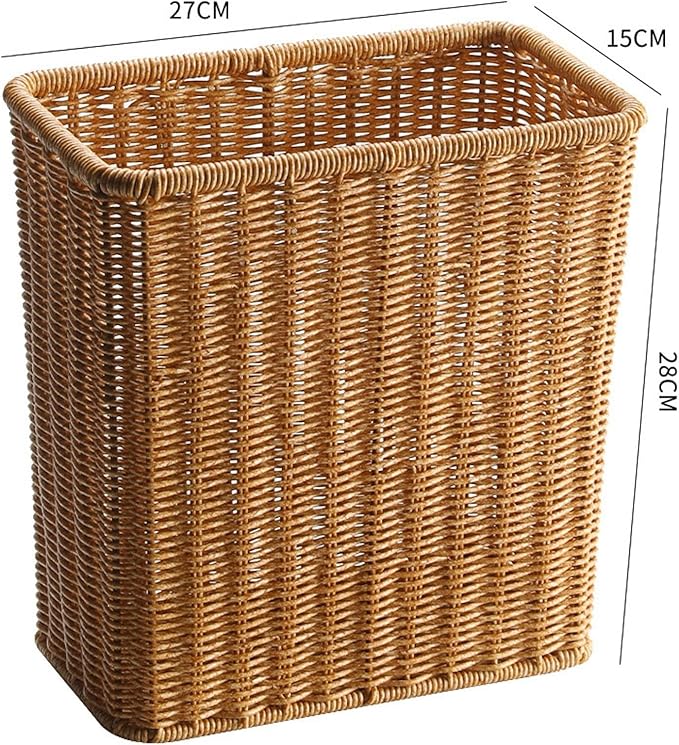 Yajuyi Trash Can Storage Basket Wastebasket Garbage Bin for Office Home Living Room Toilet Light Brown