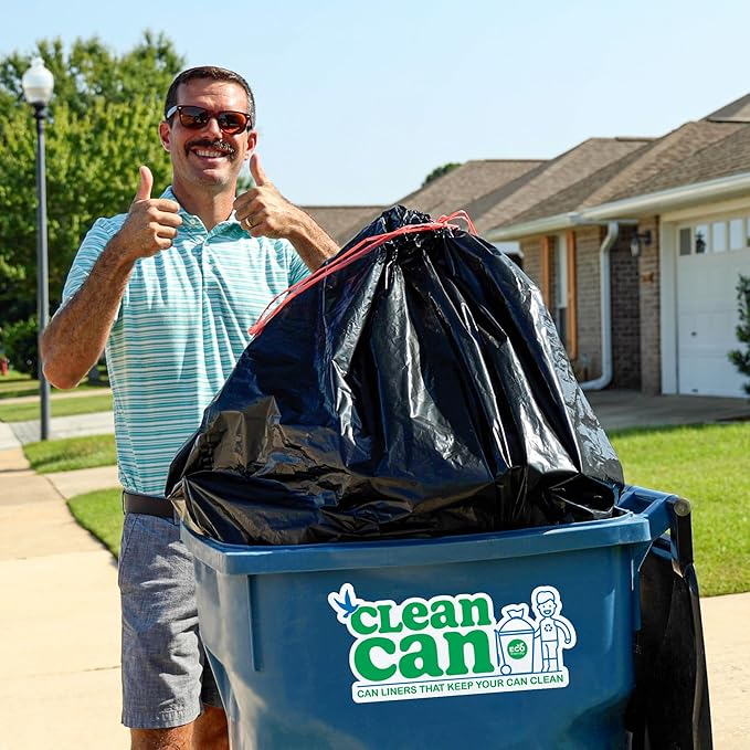 96 Gallon Industrial Strength Draw String Black Trash Bags for Heavy Duty Curb Pickup &amp Outdoor Trash Bins (20 each)