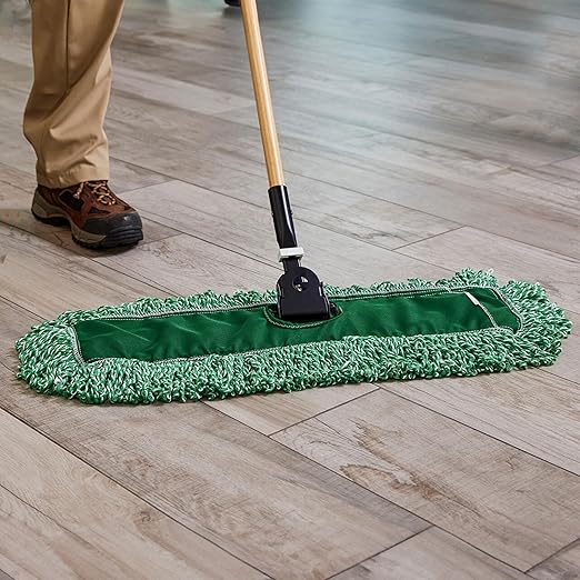 Rubbermaid Commercial Products Microfiber Blend Looped-End-Dust Mop 36-Inch Green Heavy Duty Head Replacement for Floor Cleaning Office/School/Stadium/Lobby/Restaurant