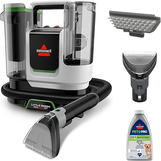 BISSELL® Little Green® Proheat® Pet Portable Deep Cleaner with Heated Cleaning Technology Self-Cleaning Tough Stain Tool and Pet Pro Oxy Triple Action Formula Included 3969
