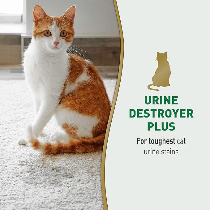 Nature’s Miracle Urine Destroyer Plus for Cats Enzymatic Formula Tough on Strong Cat Urine And The Yellow Sticky Residue 1 Gal