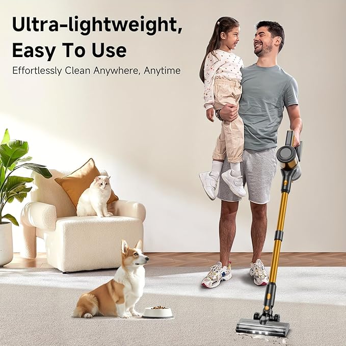 KIKETECH Cordless Vacuum Cleaner Stick Vacuum Cleaners for Home 45kpa Hard Floor Vacuum CleanerLightweight Vacuum for Pet Hair/Carpet/FloorN509