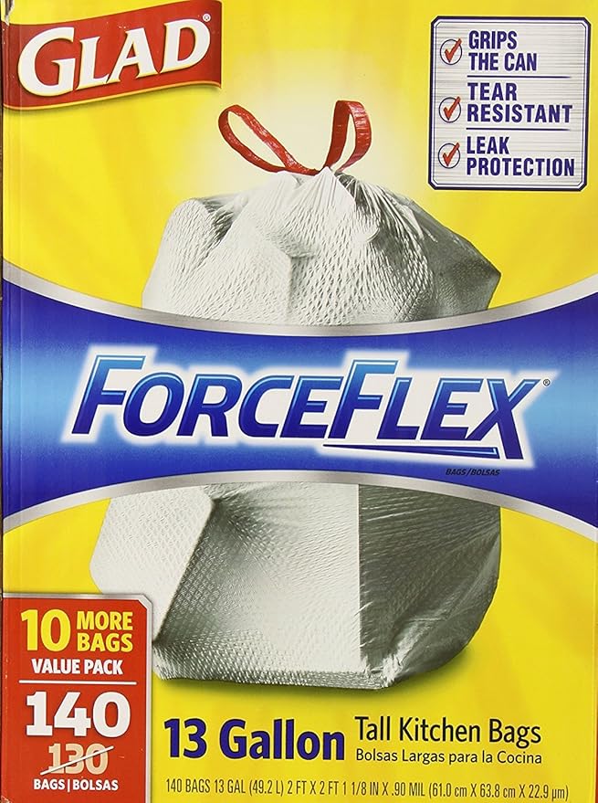 Glad Tall Kitchen Trash Bags 13 Gal 140 Ct