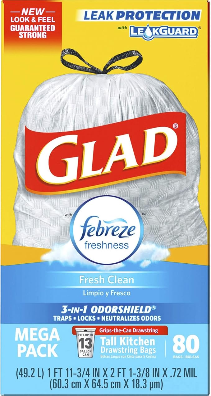 Glad OdorShield Trash Bag White 80 Count