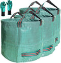Professional 3-Pack 72 Gallon Big Lawn Garden Bags (D26H30 in) Reusable Yard Waste Bags with Gardening Gloves for PruningLeaf BagYard DebrisLawn WeedsGrass ClippingsHedge Trimmings Bag 4 Handles