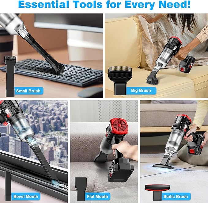 Car Vacuum Cordless 35000PA Strong Suction Handheld Vacuum with 2 Detachable Batteries 60Min Runtime Portable Vacuum Cleaner for Car Detailing Pet Hair Home Couch &amp Office 350ML XL Dust Cup