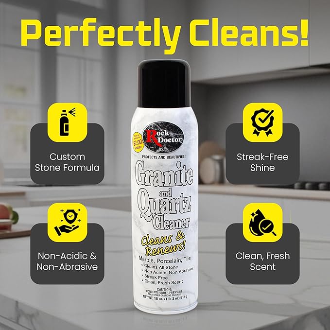 Rock Doctor Granite &amp Quartz Care Kit 3 Piece Maintenance Stone Care Combo Kit – Cleans &amp Renews Marbel Travertine Tile and All Other Stone Fresh Pack of 3 54.0 Ounce