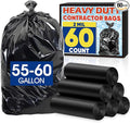 AROIC 55-60 Gallon Contractor Garbage Bags 60 Count 2 Mil Heavy Duty Large Trash Bags - Sturdy &amp Tear Resistant Black Trash Bag for Outdoor Commercial Industrial Lawn and Leaf Bags
