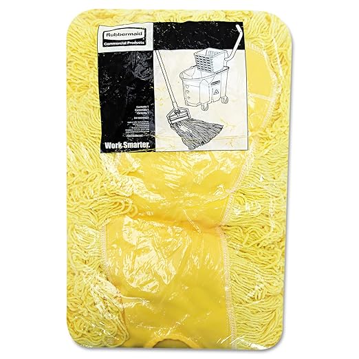 Rubbermaid Commercial Products Trapper Floor Dust Mop Head Refill 48-Inch Yellow Cotton Use for Janitorial Maintenance/School/Lunchroom/Office Building Cleaning