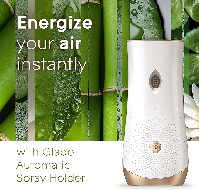 Glade Automatic Spray Refill Air Freshener for Home and Bathroom Bamboo &amp Waterlily Bliss 6.2 Oz 3 Count