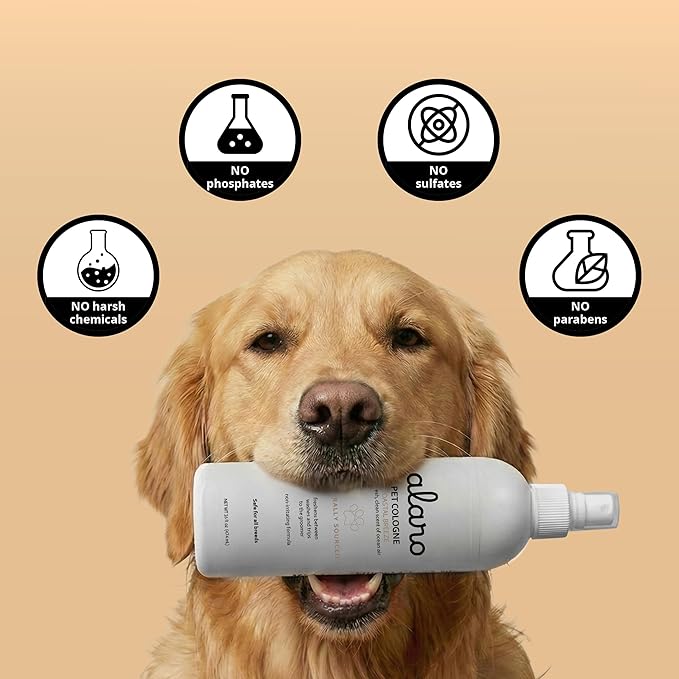 Alaro Dog Cologne Spray - Natural Deodorizing Spray - Long Lasting Coastal Breeze Scent - Pet-Safe Dog Perfume Spray for All Breeds - Made in USA - 16 oz