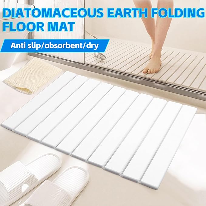 Quick Dry Collapsible Dish Drying Mat Eco-Friendly Absorbent Diatomaceous Earth Mats for Dishes Bottles Cups 24×16Large Stone Dish Drying Mats for Kitchen Counter (White 24（L）×16（W）)