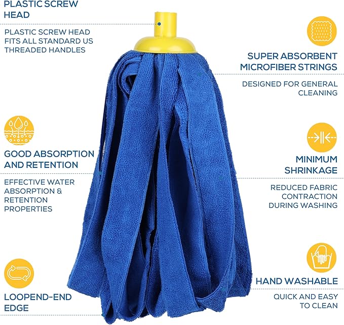 Kleen Handler Microfiber Mop Cloth Heads Replacements with 61 Extendable Handle 3 Pc Screw On Mop Refill for Commercial &amp Household Cleaning Compatible with All Standard US Threading Pole Handl